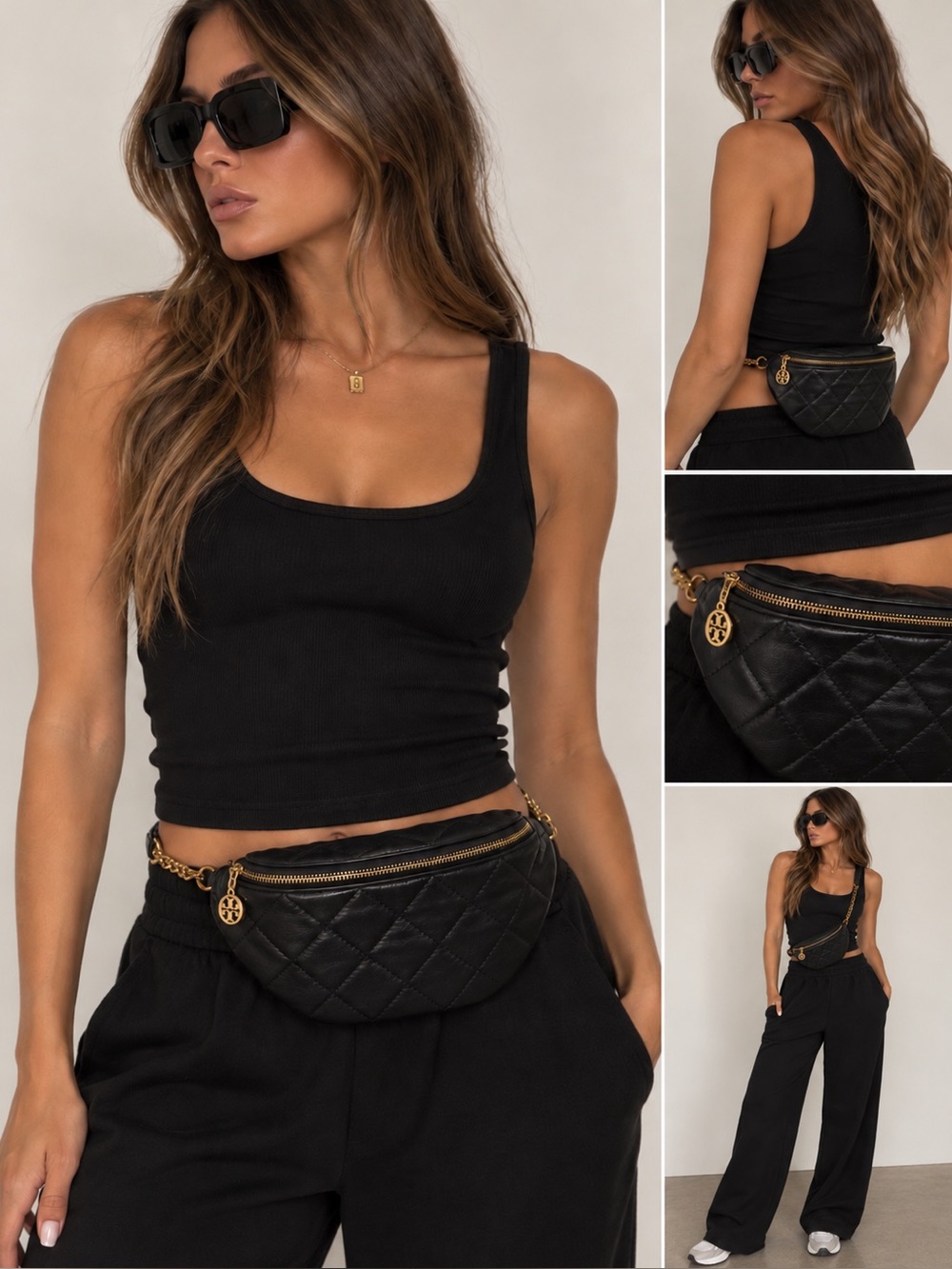 NWT Tory Burch Willa Belt Bag Quilted Leather Fanny Pack Crossbody in Black